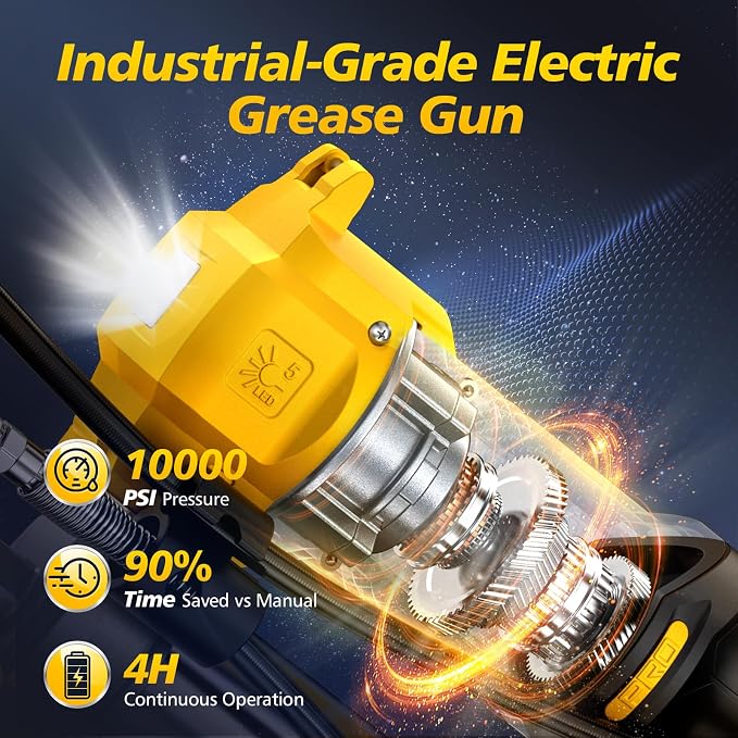 GEVEELIFE Upgraded Electric Battery Grease Gun + Grease Gun Accessory Kit