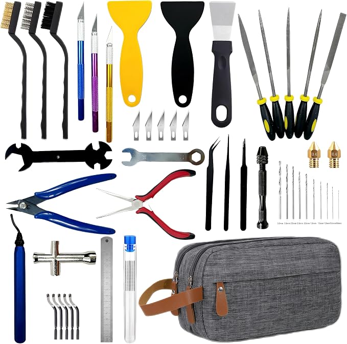 3D Printer Tools Kit,58 PCS 3D Printing Accessory Tools Kit | Complete Accessories;High-quality Materials;Easy to Carry and Store；Including Removing,Cleaning,Preprocessing,Finishing Tools