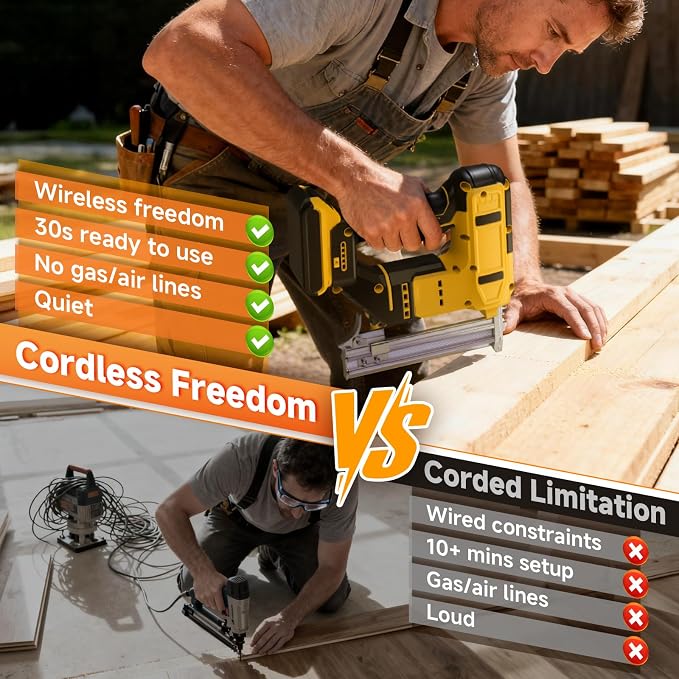 2 in 1 Cordless 18GA Brad Nailer & Stapler, Compatible with Dewalt 20V Max Battery (No Battery), Electlic Nail Gun & Staple Gun Battery Powered with 1200 Nails & Staples for Upholstery, Woodworking
