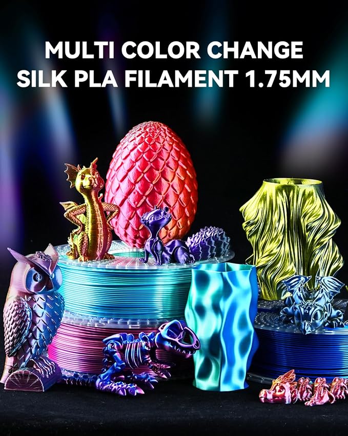 SUNLU 3D Printer Filament Bundle, Silk Filament Multicolor, Individually Vacuum Packed, Dual Color*5, Triple Color *3, 2kg in Total