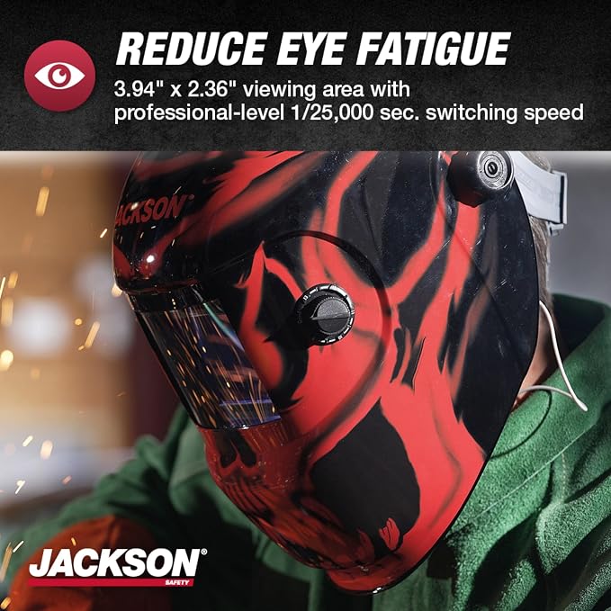 Jackson Safety Premium Graphic Welding Hood with ADF - Ultra Lightweight Auto Darkening Welding Helmet - ANSI Z87.1 (Multiple Styles)