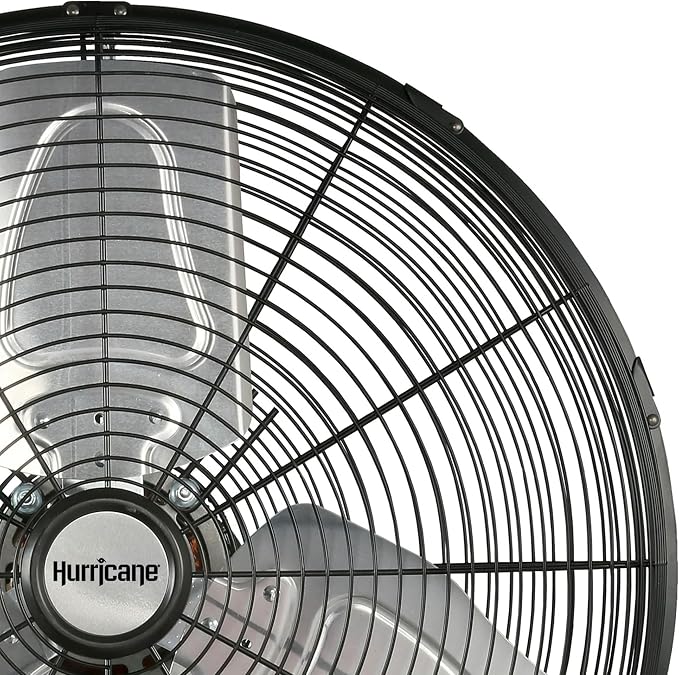 Hurricane Pro Commercial Grade Oscillating Metal Wall Mount Fan w/ 3 Speeds, Black, 20" - Corded Electric Air Cooling Unit w/ Powerful 4600 CFM Airflow for Home, Garage, Gym, Workshop & Greenhouse