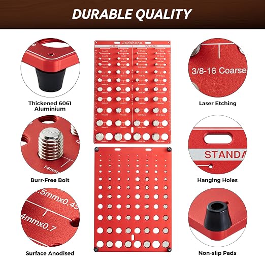 Thread Checker with Optimised Spacing, 44 Nut and Bolt Thread Checker, Bolt Size Finder with 22 Standard & 22 Metric Sizes, Thread Gauge SAE and Metric