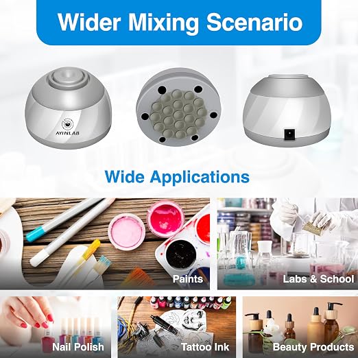 Mix Wide Vortex Mixer 4000RPM, Mini Paint & Lab Mixer, 20,000h Brushless Motor, Max 5 fl. oz/150ml Capacity, for Chemistry, Biology, Nail Gel, Tattoo Ink, Resin, Water Testing & DIY