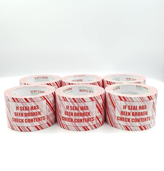 3 Inch x 110 Yards Pre-Printed Packing Tape,IF Seal HAS Been Broken,Check Contents, 2.2 Mil Thick, Red/White, for Packaging, Shipping, Moving. (24 Rolls / 3 Inch x 110 Yards)