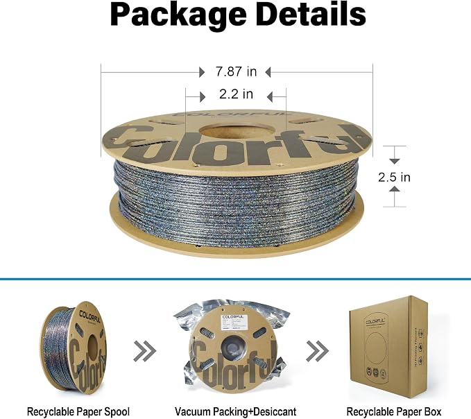 Magic PLA 3D Printer Filament – Color Changing Galaxy Glitter Effect | Multi-Color Shimmering Finish, Easy to Print PLA, 1.75mm, 1kg | Colorful®