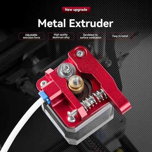 Creality 3D Printer Extruder Kit, Ajustable Extrusion Force, High Quality Metal Extruder Feeder Kit, for Ender-3/Ender-3 Pro/Ender-3S/Ender-3 V2/Ender-3 Max/CR-10/CR-10S (Red)