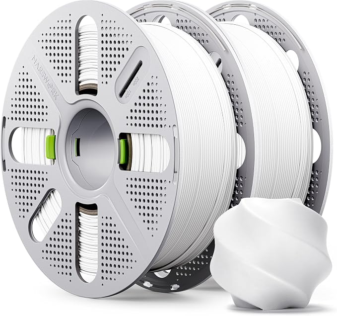 Matte PLA Filament with Quick-Swap Reusable Spool 2kg (4.4lbs), 1.75mm 3D Printing Filament, Compatible with Bambu Lab 3D Printers – White x 2