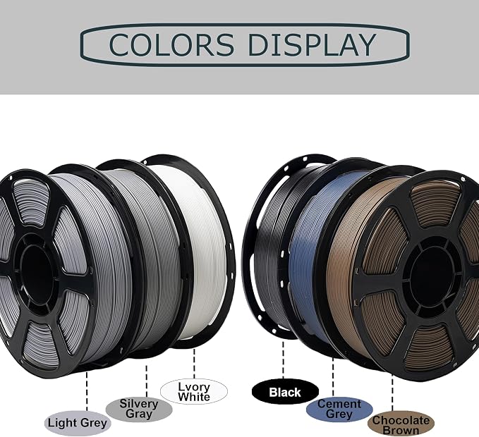 PLA Pro Filament Bundle 6KG, 3D Printer PLA+ Filament Kit, Dimensional Accuracy +/- 0.02mm, Individually Vacuum Packed, 3D Printing Filament Set, 6 Spools 1KG Each