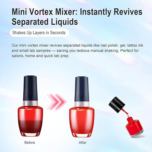 Mini Vortex Mixer, Nail Polish Shaker, Paint Shaker & Paint Mixer for Gel Polish, Acrylic Paints, Eyelash Adhesives, Tattoo Ink, Lab Vortex Mixer for Centrifuge Tubes and Test Tubes (Blue)