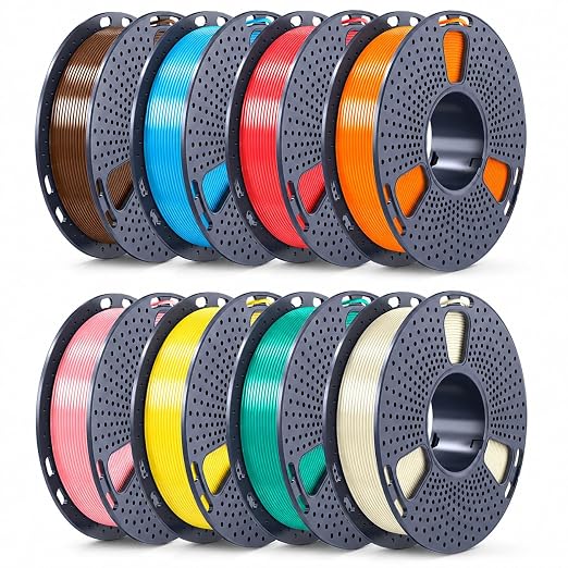 SUNLU 250g PETG Filament 1.75mm, 3D Printer Filament, Ultra Tough, Heat Optimized, Odorless (E-petg-250gx8-BoneWhite+MintGreen+LemonYellow+Sakura Pink+SunnyOrange+CherryRed+SkyBlue+Chocolate)