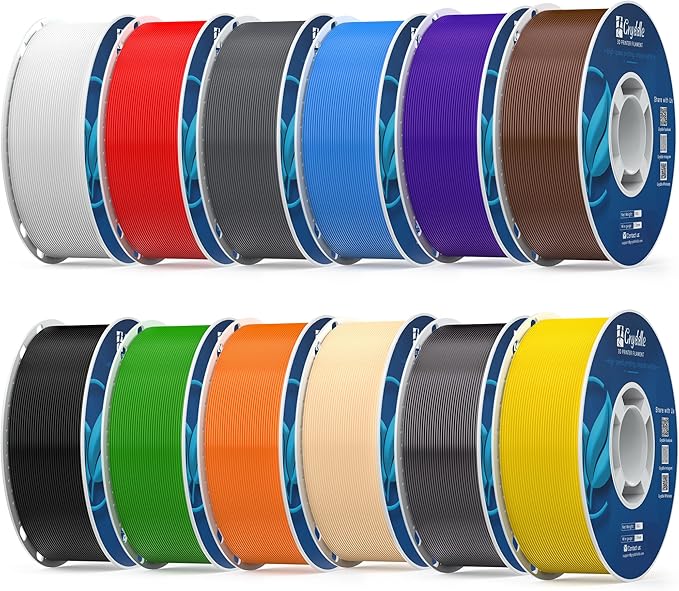 PETG Filament 12KG Color Mix Bundle – 12 Rolls Bundle, 1.75mm ±0.03mm High Precision, High Toughness & Heat Resistance, Compatible with FDM 3D Printers