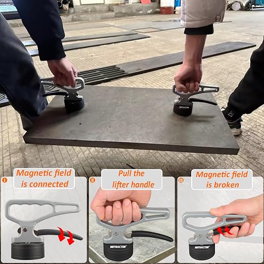 MUTUACTOR Strong Manual Magnetic Lifting Handle,2PCS Powerful Neodymium Magnet Pick Up Tools for Carrying,Quick Release Lift Magnet with Handle for Gripping Heavy Metal Objects Nails Knife