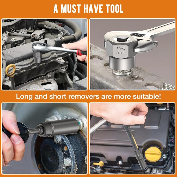 12-Piece Deep and Shallow Bolt Extractor Socket Set, Upgrade Stripped Easy Out Bolt Nut Remover Set For Removing Studs, Damaged, Frozen, Rusted, Rounded-Off Bolts, Nuts & Screws