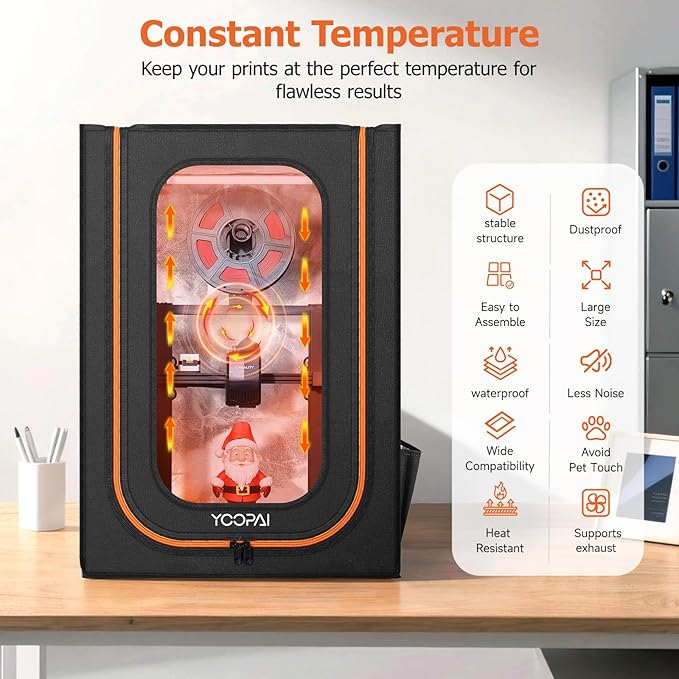 3D Printer Enclosure with LED Lighting, Fireproof Dustproof Tent Constant Temperature Protective Cover for Creality Ender 3 V3 SE/KE/Ender 3/Ender 3 Pro/Ender 3V2/Ender 3S1/Neo/Anycubic Elegoo, Medium
