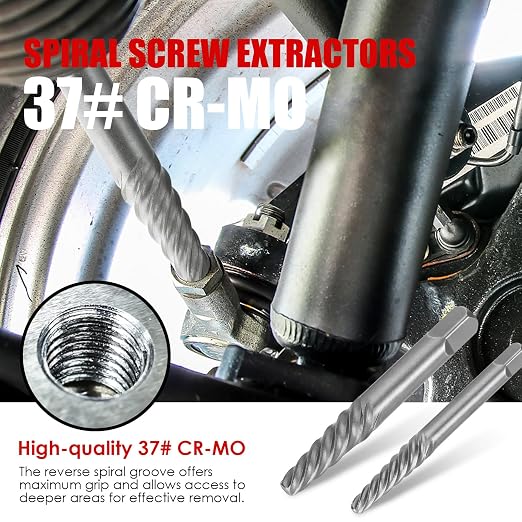 35-Pieces Screw Extractor Set, 37# Cr-Mo & 6542# Left Hand Reverse Drill Bit, Easy Out Multi-Spline Allen Screw Removal Kit for Ez Speed Out Stripped, Broken, Damaged, Rounded Bolt Head Tool