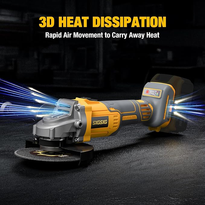 Cordless Angle Grinder for Dewalt 20v Max Battery, Brushless Cordless Grinder Tool 4 1/2", Variable Speed, Electric Power 20v Angle Grinder Tool for Grinding Cutting Polishing (Battery Not Included)