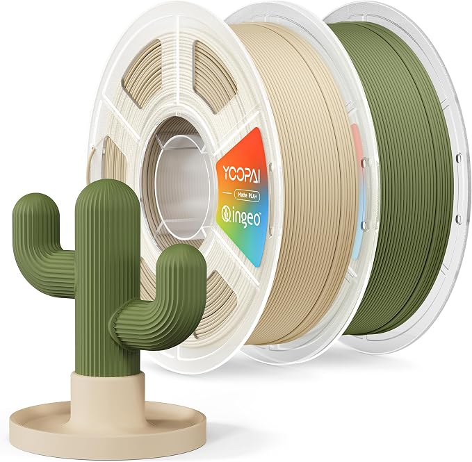 YOOPAI PLA+ Matte Filament 1.75mm, 2KG (4.4lbs) 3D Printer Filament, Dimensional Accuracy +/- 0.02 mm, Dark Green+Desert Tan