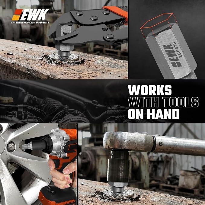 EWK 25-Piece Multi-Spline Screw Extractor Set, CR-MO Easy Out Bolt and Screw Remover for Stripped Screws, Rounded Bolts, Damaged Hex Heads, Broken Studs, and Rusted Fasteners