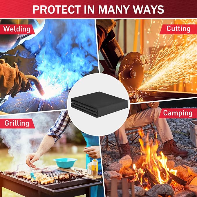 Silicone Coated Welding Blanket 4x6 ft - Heavy Duty Heat Resistant Fabric, 1022 °F Fire Resistant Blankets, High Temp Insulation Blanket for Industrial, Smoker, Camping, Grill