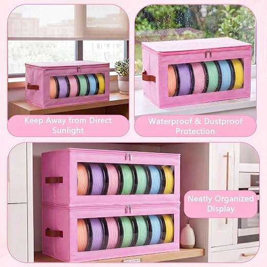 4 Pack Filament Storage Box 3D Printer Filament Storage Containers with Desiccants Holds up to 24 Rolls Transparent View Moisture Proof 3D Printing Container Supplies for Home Office Workshop