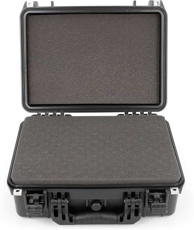 CASEMATIX 16" Waterproof Hard Case with Customizable Foam for Portable Electronics, Tools and Accessories - Hard Shell Plastic Case with Pre-Diced Travel Case Foam Interior