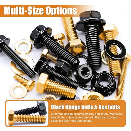 mankk 1004PCS Metric Bolt Assortment Kit and Flange Bolts and Nuts Assortment Kit M4 M5 M6 M8 (12mm to 30mm) with Matching Nuts and Lock Washers