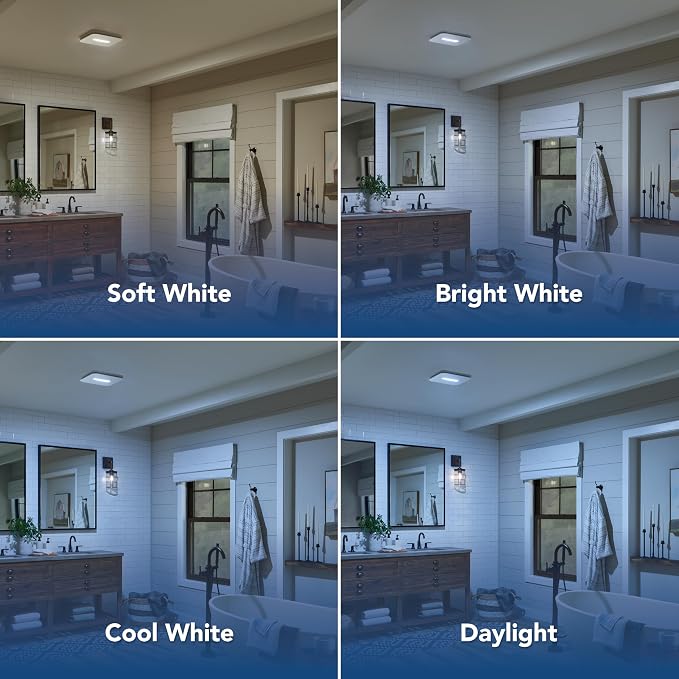 Broan-NuTone Bathroom Exhaust Fan – Retrofit Design Replaces Existing Fan Without Attic Access, Quiet 1.0 Sones, 110 CFM, Powerful Ventilation with 4 Selectable CCT Light Settings for a Modern Look