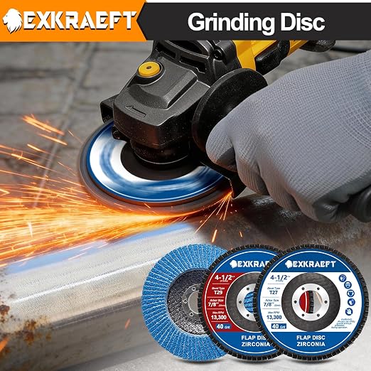 EXKRAEFT Flap Discs 4 1/2 for Angle Grinder, 50pcs Grinder Sanding Disc | 40/60/80/120 Grit T29 & 40 Grit T27 Angle Grinder Sanding Disc Set, Zirconia Flap Disc for Metal, Wood