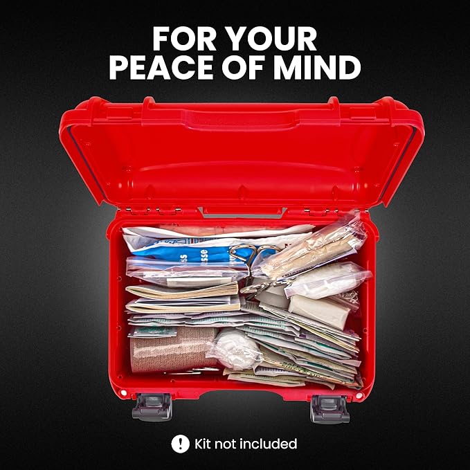 NANUK 909 Waterproof First Aid Box Empty – Durable, Medical First Aid Organizer Case, IP67-Rated, Dustproof, Impact-Resistant, and Floats (11.4" x 7.0" x 3.7") – Red | IP67 Waterproof and Dustproof, Nk-7 Resin Shell, Powerclaw Latches, Interior 11.4 X ...