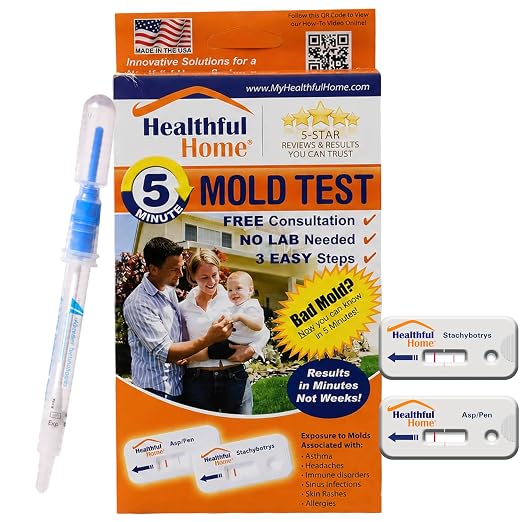 Healthful Home 5-Minute Mold Test Kit - Easy At-Home Mold Detection for Aspergillus/Penicillium & Stachybotrys, DIY Testing for Indoor Air & Moist Areas, No Lab Required, Includes Expert Consultation