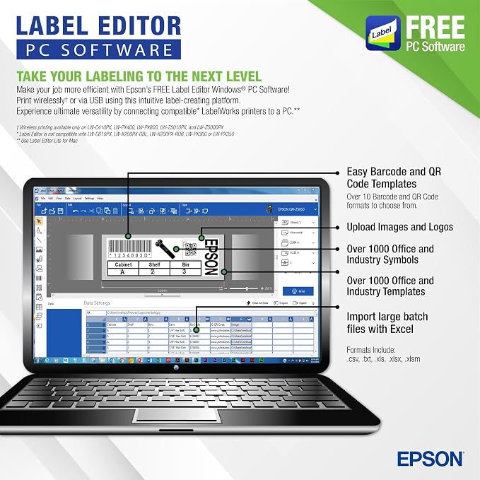 Epson LABELWORKS LW-K740PX Industrial Handheld Label Maker for Office Home & Healthcare – Custom Durable Identification and Organization Labels - Full Kit
