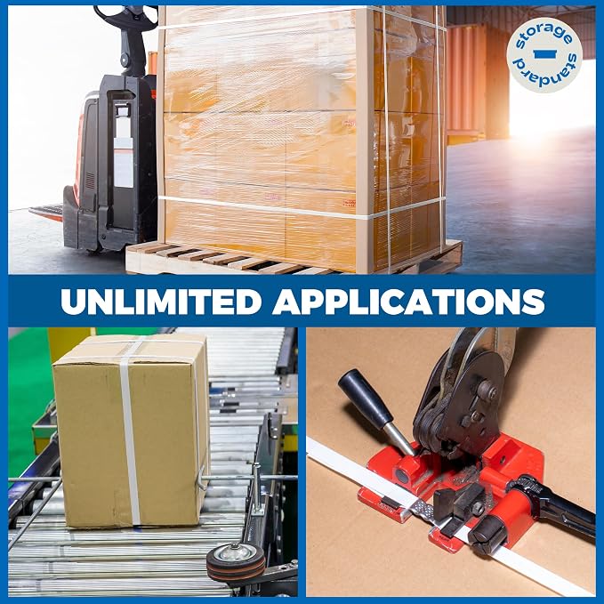 Heavy Duty Woven Cord Flat Rope - 1000ft x ½” Roll - Banding & Pallet Strapping Kit - Includes Virgin Polyester Strapping Roll & Self-Dispensing Box