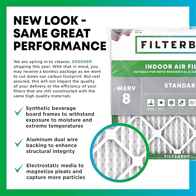 Filterbuy 13x20x1 Air Filter MERV 8 Essential Dust & Allergy Defense (12-Pack), Electrostatic Pleated HVAC AC Furnace Filters Replacement, Made in USA (Actual Size: 12.88 x 19.88 x 0.75)