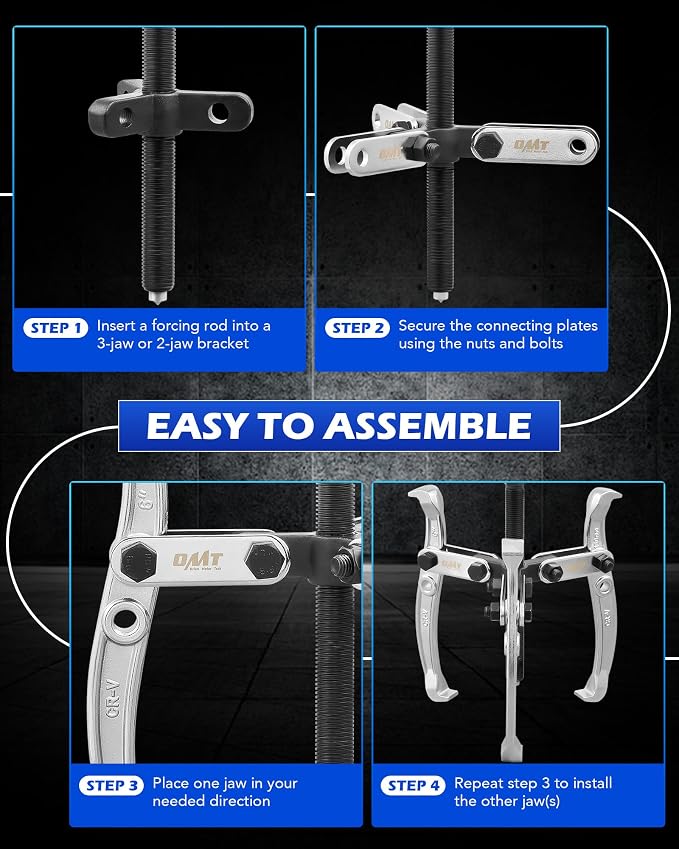 Orion Motor Tech Gear Puller Set, 3" 4" 6" 8" Bearing Puller Kit, 24pc 2 Jaw & 3 Jaw Gear Puller with Reversible Jaws, Heavy Duty Pulley Puller Tool for Pulley Gear Bearing Flywheel Removal