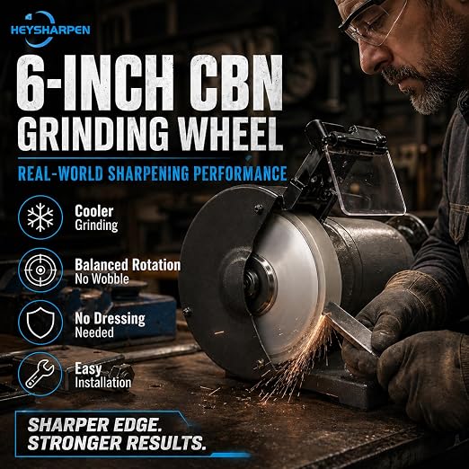 Mega Square CBN Grinding Wheel 6 inch 180 Grit,1.5” Wide,1/2” Arbor,for Sharpening Woodturning and HSS Tools,Suitable for Most 6-inch Bench Grinders(180 Grit)