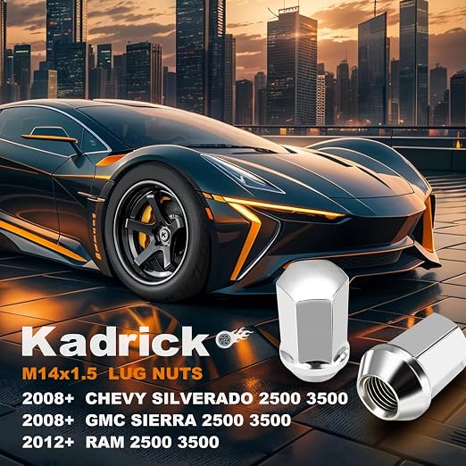 32pcs 14x1.5 OEM Lug Nuts 1.75" Height 7/8" Hex, Replacement 2008-2024 Chevy Silverado GMC Sierra 2500 3500, M14-1.5 One-Piece Design Chrome Large Acorn Seat Wheel LugNuts GM Part No 611-236 9596070