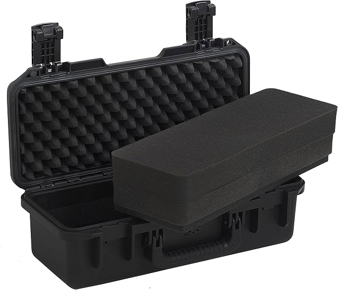 MEIJIA Premium Waterproof Hard Camera Case,Hard Case with customizable fit foam,Full Protection with Light&Convenient Design,Elegant Black (18.3"x8.4"x6.7")
