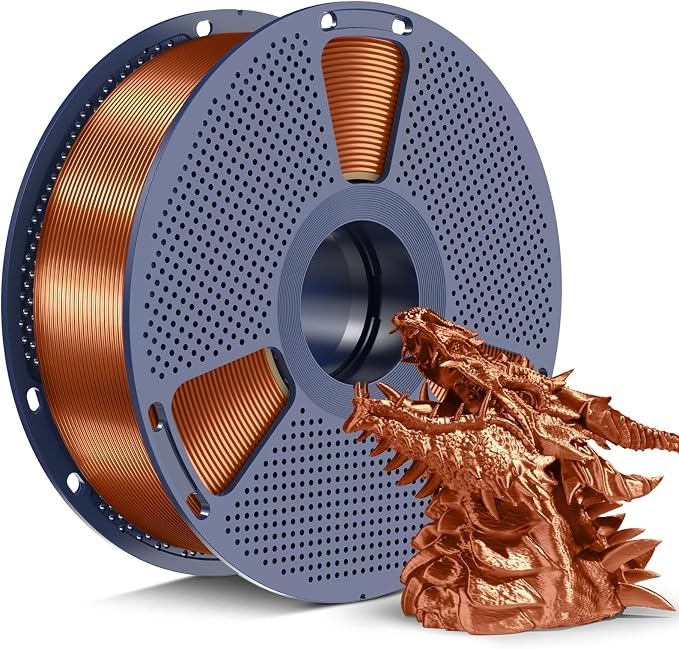 SUNLU Silk PLA+ Filament 1.75mm Bronze Color, Chrome Like Gloss Finish, Smooth Silk Texture, Upgraded Formula for Stable Printing, 1kg(2.2lbs) PLA Plus 3D Printer Filament, Copper