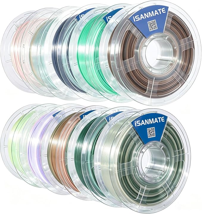 iSANMATE 10KG Gradient PETG Filament Bundle 1.75mm Translucent Dual Tri Color High Speed Color Change 3D Printer Filament 50-400mm/s Specifically Designed for Lamps for Bambu Lab 3D Printers