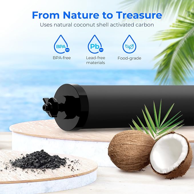 Waterdrop Black Water Filter, Replacement for Berkey®, Purewell®, ProOne®, BB9-2® Carbon Filters, Waterdrop Gravity Water Filter System, NSF/ANSI 42&372 Certified Water Filter, 3 Pack