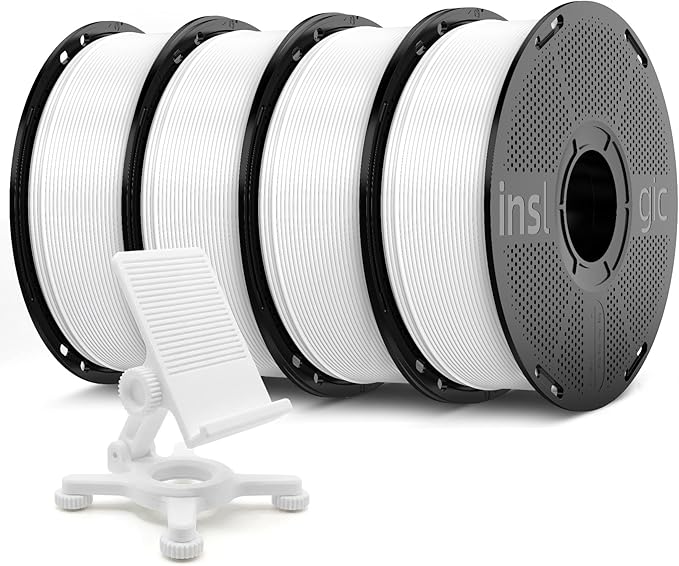 Inslogic PETG Pro Pre-Dried 3D Printer Filament 1.75mm, High-Speed PETG Filament, Stronger Toughness, Dimensional Accuracy +/- 0.02mm, Compatible with FDM Printers, 1kg×4 Spools (White×4)