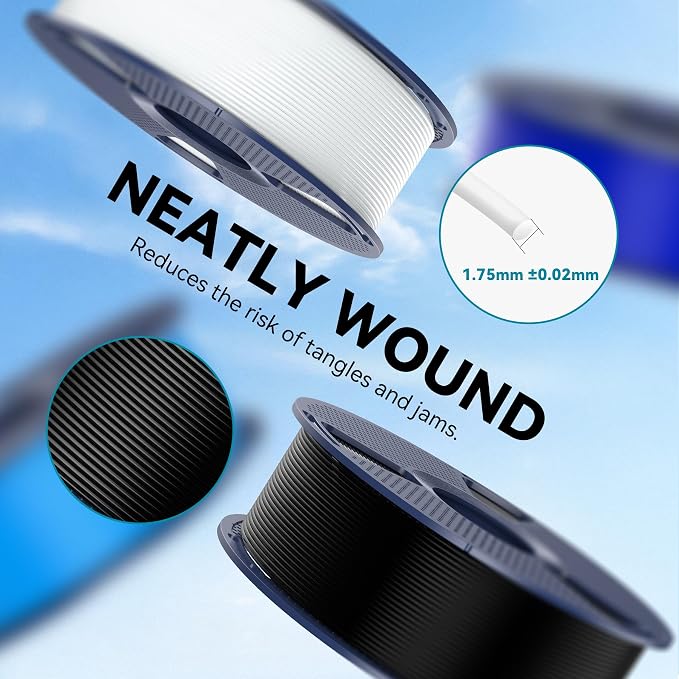 SUNLU Large Spool 3KG PLA Filament, 3D Printer Filament PLA 1.75mm, Less Stringing Good Layer Adhesion High Toughness, Big Roll Filament, 3kg Spool(6.6 lbs), Blue