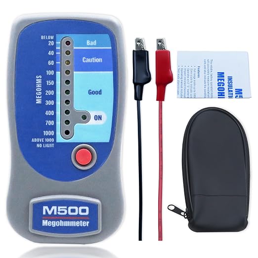M500 Insulation Tester MEGOHMMETER, Compatible with Supco M500 Electronic Megohmmeter, Multimeter Tester, Compressor Tester HVAC, 1000 Megohms at 500 Volts, with Soft Carrying Case