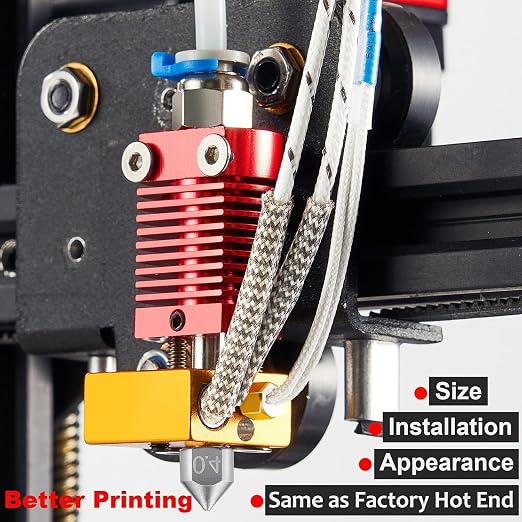 5Aplusreprap Ender 3 Hotend Upgrade: M3 Stud Thermistor, Smooth Printing, Compatible for Creality Ender 3 V2/Pro, Ender 5 J-Head Hotend Replacement, Assembled Extruder 3D Printer Hot end Kit 24V 40W