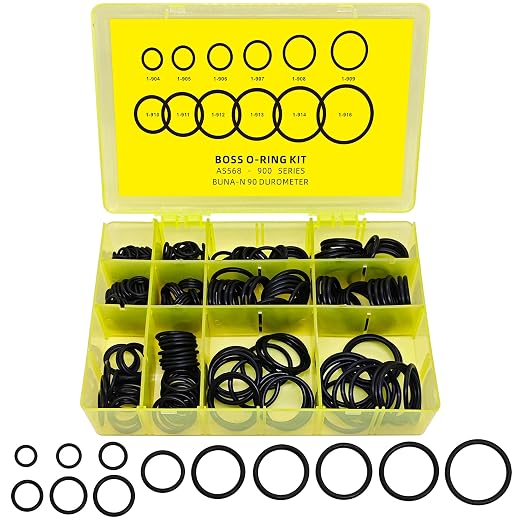 248 PCS 12 Sizes Hydraulic O-Ring Kit BOSS ORB Fittings, SAE 900 Series Buna-N 90 Durometer Boss Hydraulic Seal Kit