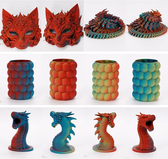 iSANMATE Matte Tri Color PLA Filament 30-300mm/s 3-in-1 Color Rainbow Filament Fast Color Change Filament by Angle 3D Printing 1.75MM 1KG Fit for Bambu Lab 3D Printers,AMS,AMSLite(Red Yellow Blue)