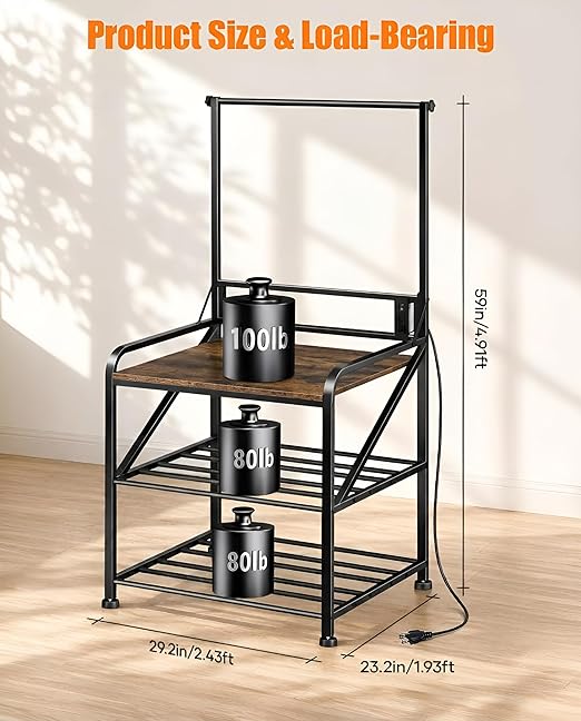 AHOWPD 3D Printer Stand with Filaments Storage - Heavy Duty 3d Printing Table & Filament Organizer, Spools Holder Racks with Adjustable Feet, Stable Shelf Hold Spool PLA, ABS, PETG for Garage Office Workshop