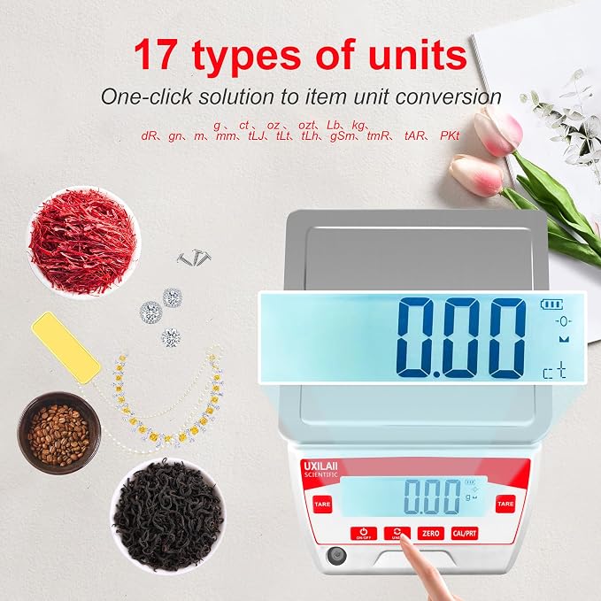 Lab Scale 2200g x 0.01g High Precision Electronic Analytical Balance 0.01g Accuracy Laboratory Balance Digtal Scale Gram Scale Jewelry Scale with 500g Calibration Weight