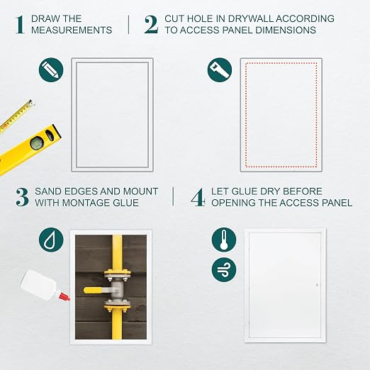 16" x 24" White Metal Access Panel - Wall Access Panel for Drywall - Hidden Wire Cover for Wall Covering Panels - Plumbing, Electricity, Heating Alarm, Bathroom, Dry Wall Hole Cover